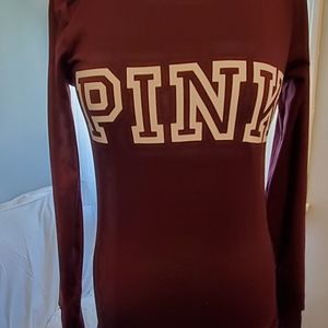 Victoria's Secret Pink Stretchy Athletic Long Sleeve Maroon Top Medium